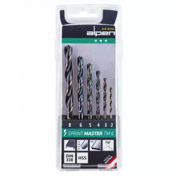ALPEN-MAYKESTAG Sprint Master TM 6 set de brocas helicoidales HSS-G 2-3-4-5-6-8 mm en estuche de plástico