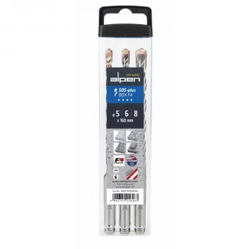 Alpen SDS+ F4 Box set de brocas para martillo 3 uds. 5-6-8x160 mm