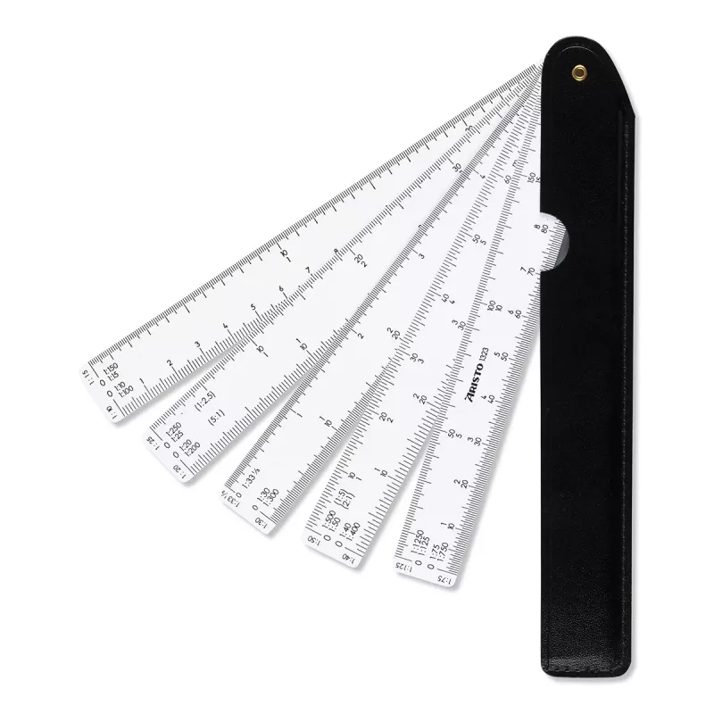 Aristo Escala plegable 5 lados 1:1/10/15/20/25/30/33,33/40/50/75/125 300 mm blanca