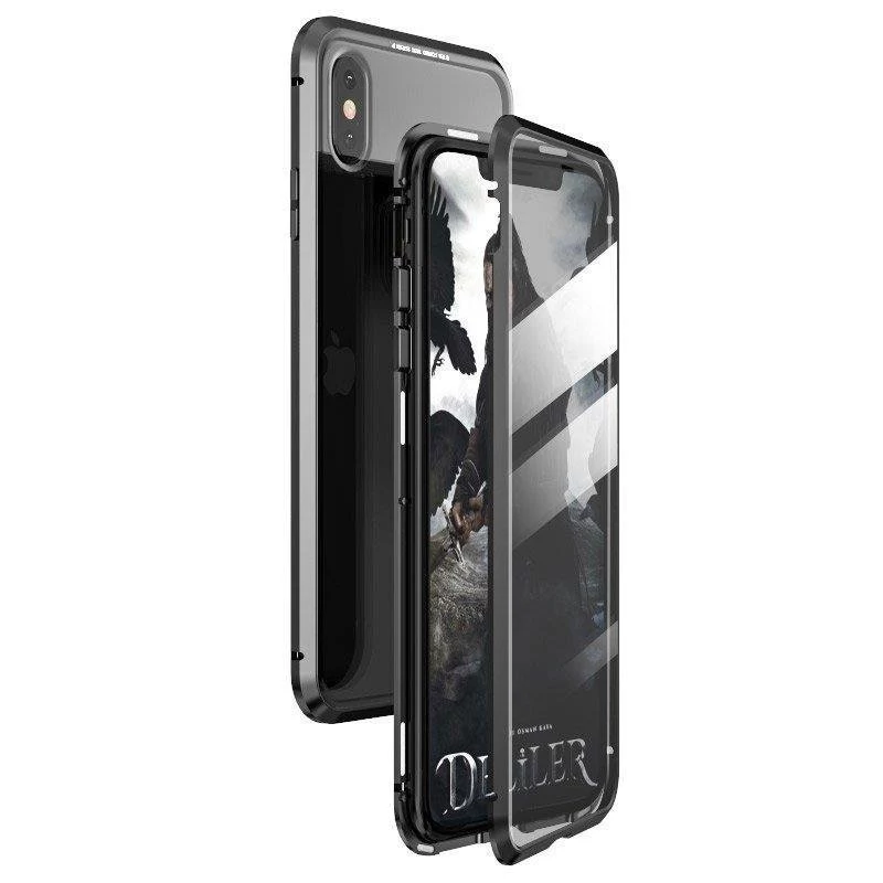 Funda magnética completa Wozinsky 360 con protección frontal y trasera y cristal integrado para Samsung Galaxy A72 4G negra-transparente