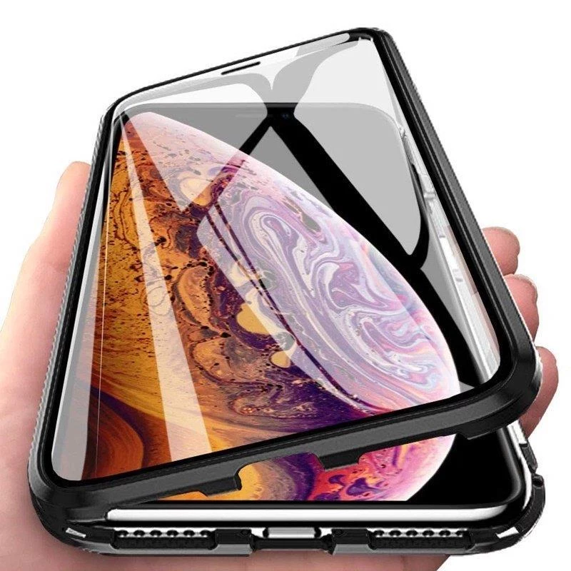 Funda magnética completa Wozinsky 360 con protección frontal y trasera y cristal integrado para Samsung Galaxy A72 4G negra-transparente