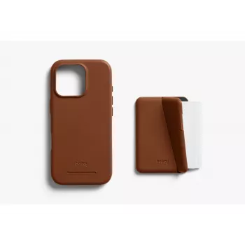 Funda de piel Bellroy con cartera magnética para iPhone 16 Pro, marrón