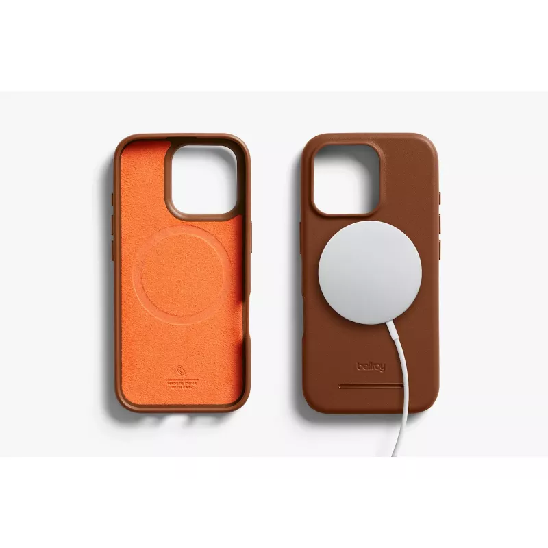 Funda de piel Bellroy con cartera magnética para iPhone 16 Pro, marrón