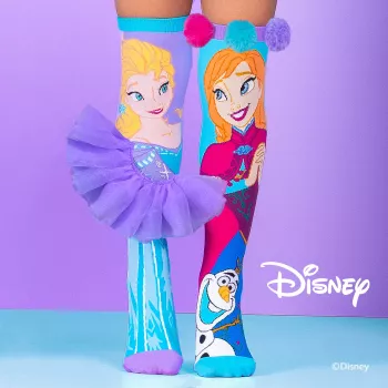 MADMIA Disney Frozen Elsa Anna Calcetines altos para niñas - 1 par, talla de zapato infantil US 10-3 (EU 27-34), multicolor