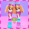 MADMIA Paw Patrol Skye Calcetines altos para niños con orejas de peluche 3D - rosa/azul/blanco