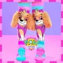 MADMIA Paw Patrol Skye Calcetines altos para niños con orejas de peluche 3D - rosa/azul/blanco