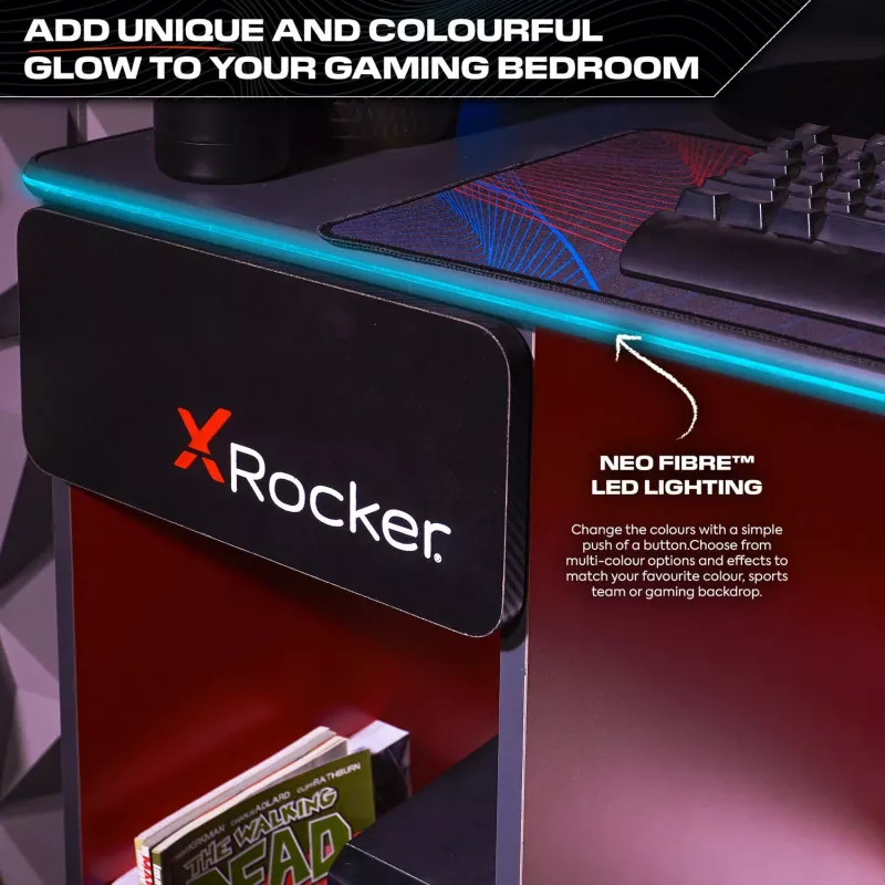XROCKER Escritorio gaming Gris-Rojo