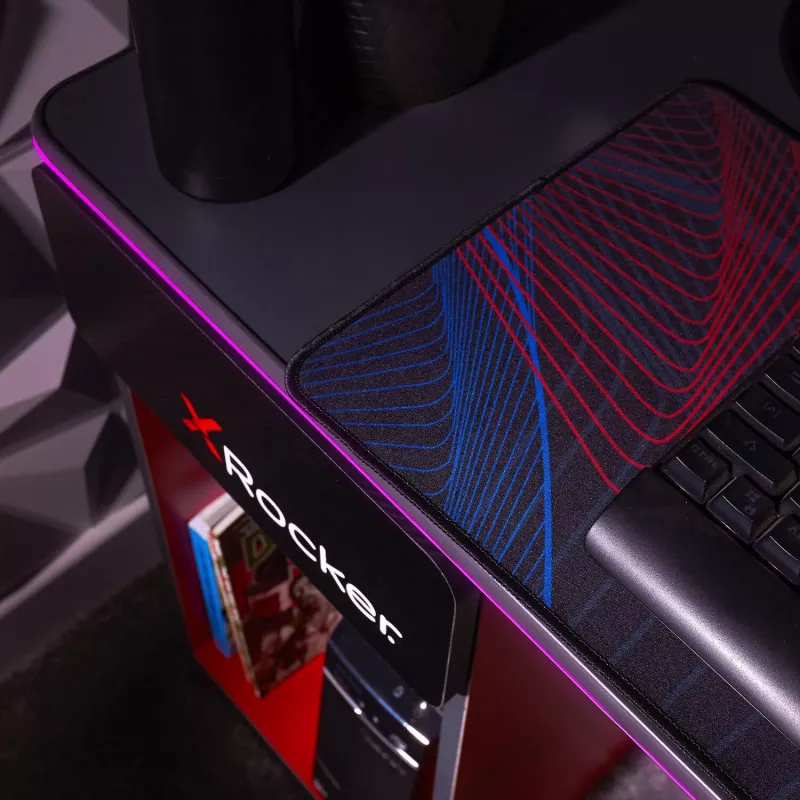 XROCKER Escritorio gaming Gris-Rojo