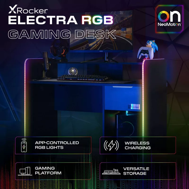 X Rocker 2023269 escritorio gaming con LED, negro
