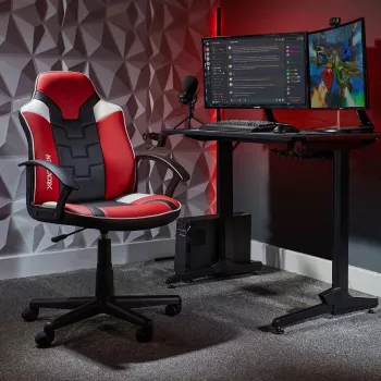 X Rocker Saturn 5120101 silla de oficina gaming para adolescentes, hasta 100 kg, negro/rojo