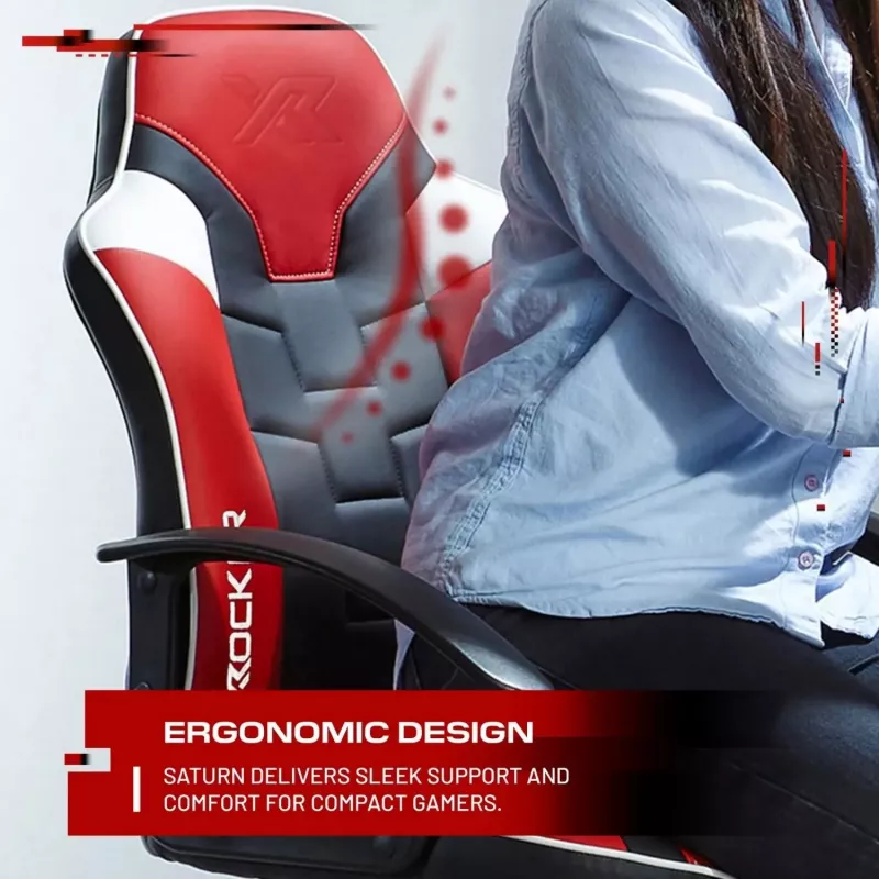 X Rocker Saturn 5120101 silla de oficina gaming para adolescentes, hasta 100 kg, negro/rojo