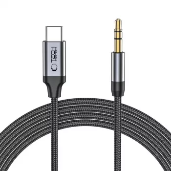 TECH-PROTECT ULTRABOOST Cable de audio USB-C a minijack de 3,5 mm 100 cm Negro