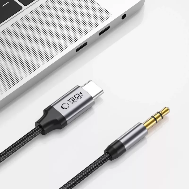 TECH-PROTECT ULTRABOOST Cable de audio USB-C a minijack de 3,5 mm 100 cm Negro
