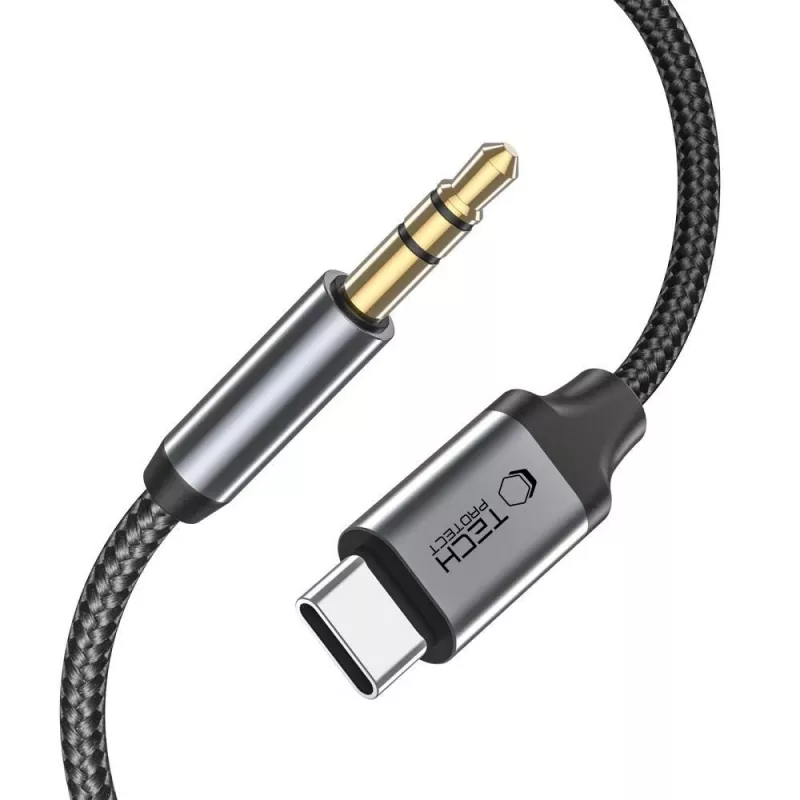 TECH-PROTECT ULTRABOOST Cable de audio USB-C a minijack de 3,5 mm 100 cm Negro