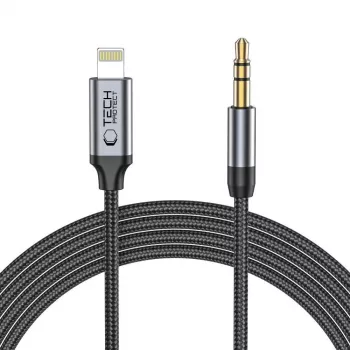 TECH-PROTECT UltraBoost Lightning to AUX Mini Jack 3.5mm Cable 100cm Negro