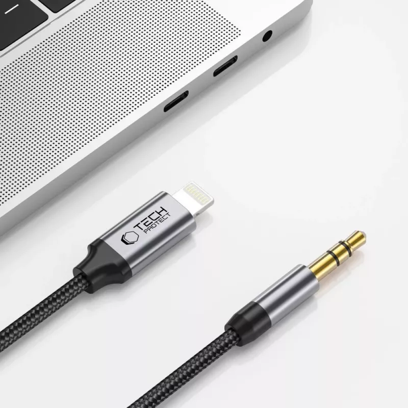 TECH-PROTECT UltraBoost Lightning to AUX Mini Jack 3.5mm Cable 100cm Negro