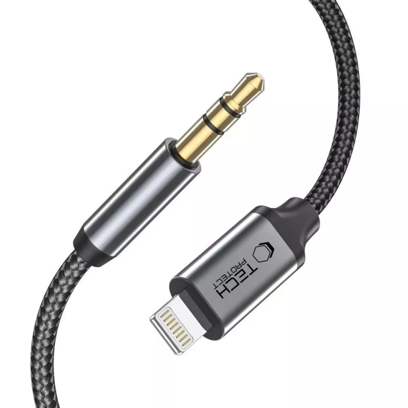 TECH-PROTECT UltraBoost Lightning to AUX Mini Jack 3.5mm Cable 100cm Negro