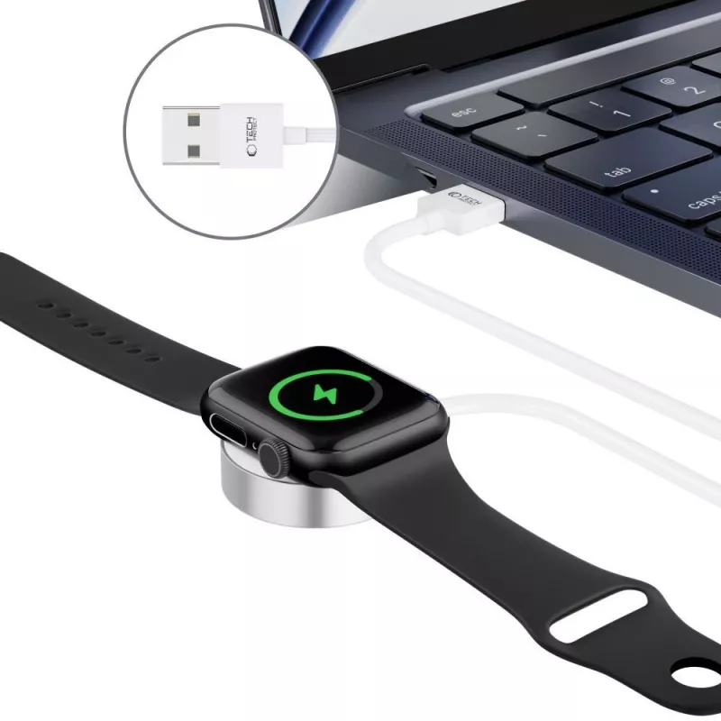 TECH-PROTECT ULTRABOOST cable de carga magnética 120cm Apple Watch blanco