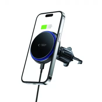 TECH-PROTECT MM15W-V4 soporte magnético MagSafe para coche con rejilla cargador inalámbrico 15W negro