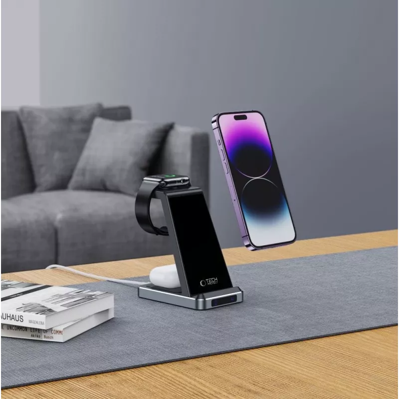 Tech-Protect QI15W-A26 3IN1 Wireless Charging Station Negro