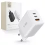 TECH-PROTECT C65W cargador de red de 3 puertos PD 65W / QC3.0 blanco