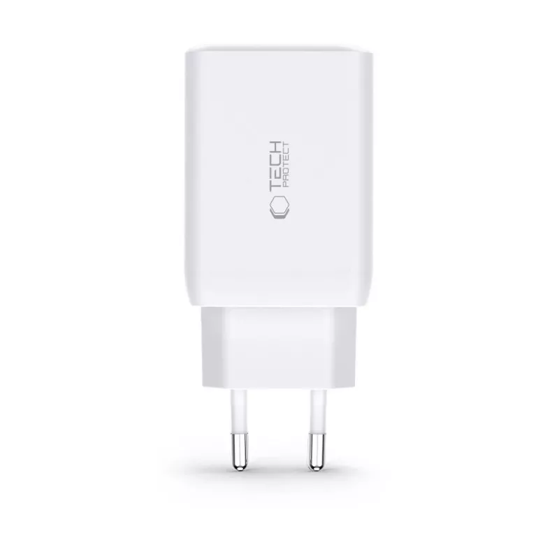 TECH-PROTECT C65W cargador de red de 3 puertos PD 65W / QC3.0 blanco