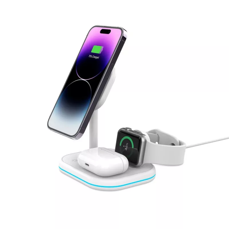 TECH-PROTECT QI15W-A27 3IN1 Cargador inalámbrico magnético MagSafe Blanco