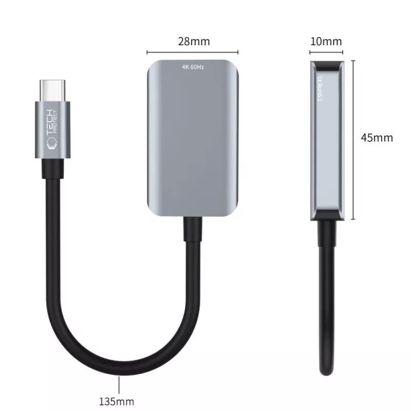 TECH-PROTECT ULTRABOOST adaptador USB-C a HDMI 4K 60Hz negro