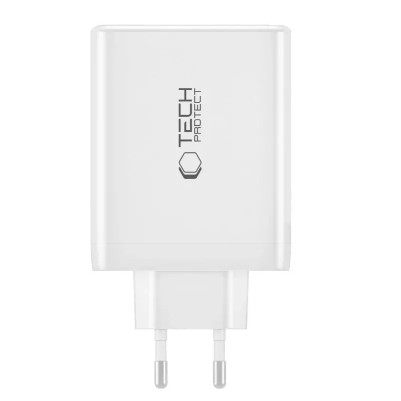 Tech-Protect NC100W-GAN 4 puertos Blanco Cargador de pared GaN 100W USB-C USB-A