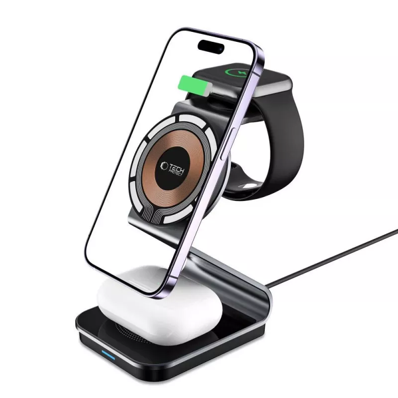 Tech-Protect QI15W-A29 3IN1 MagSafe Wireless Charging Station Negro
