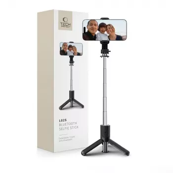 Tech-Protect L02S palo selfie con trípode y mando Bluetooth, negro