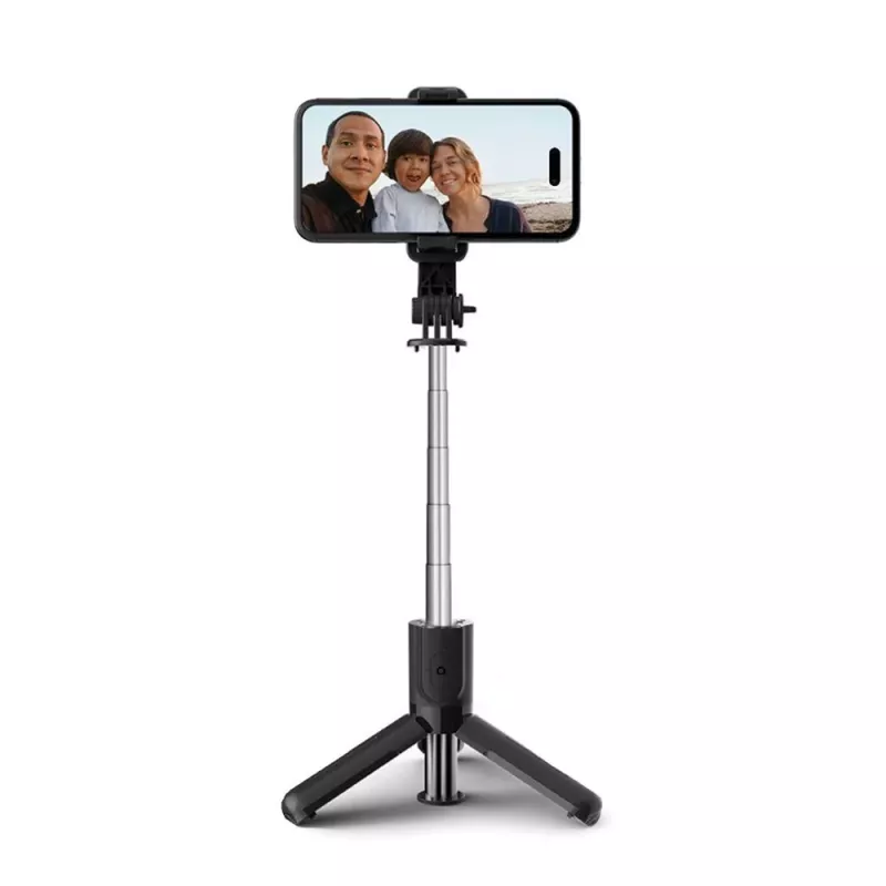 Tech-Protect L02S palo selfie con trípode y mando Bluetooth, negro
