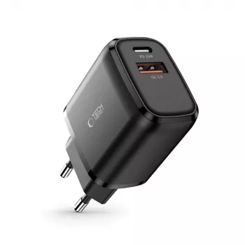 TECH-PROTECT C20W Cargador de Red de 2 Puertos PD20W/QC3.0 Negro