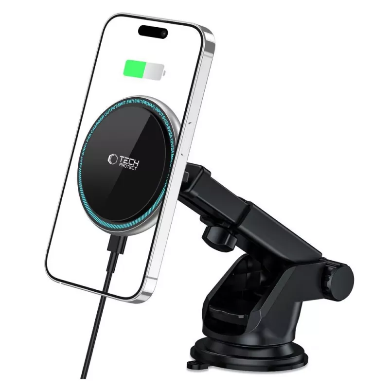TECH-PROTECT A2 Soporte de Coche Magnético MagSafe para Salpicadero con Cargador Inalámbrico 15W Negro