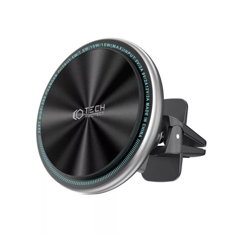 TECH-PROTECT A2 Soporte de Coche Magnético MagSafe para Rejilla de Ventilación con Cargador Inalámbrico 15W Negro