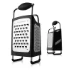 Microplane Rallador de Caja de 4 Caras Fino/Extra Grueso/Banda/Cortador Negro
