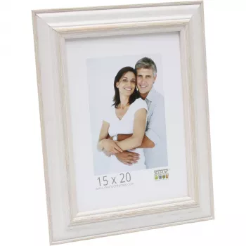Deknudt S221H1 Marco de fotos de madera 15x20 Blanco con Beige