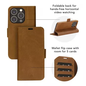 dbramante1928 Copenhagen Funda tipo flip para Samsung Galaxy A54 - Piel plena flor - Marrón claro