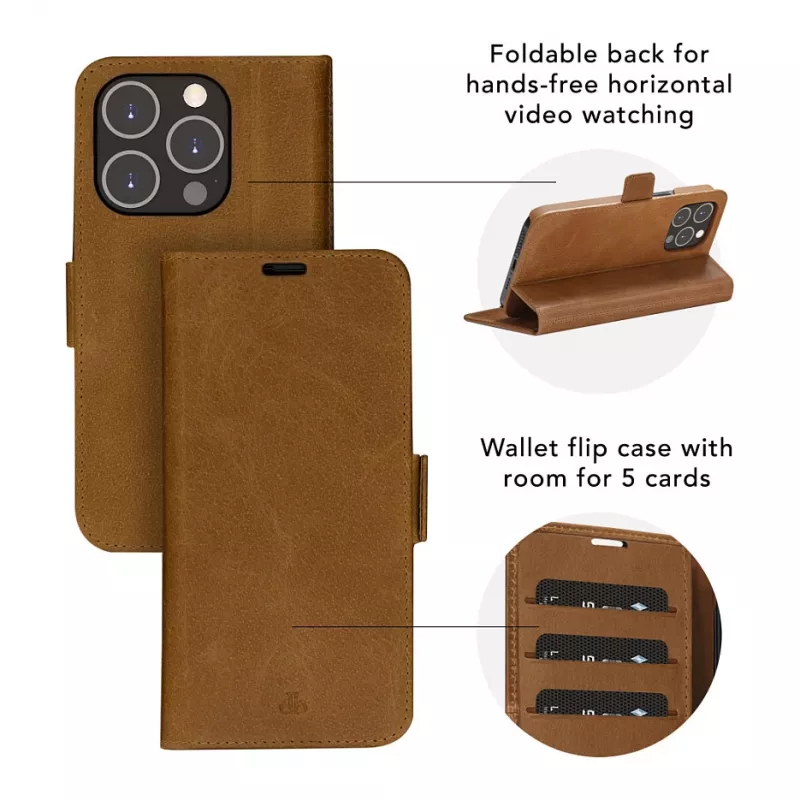 dbramante1928 Copenhagen Funda tipo flip para Samsung Galaxy A54 - Piel plena flor - Marrón claro