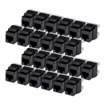 StarTech.com Cat6 Keystone Jack Pack de 24 Conector Keystone RJ45 Ethernet UTP Cat6 Toma de pared 180 grados 110 Punch Down Negro