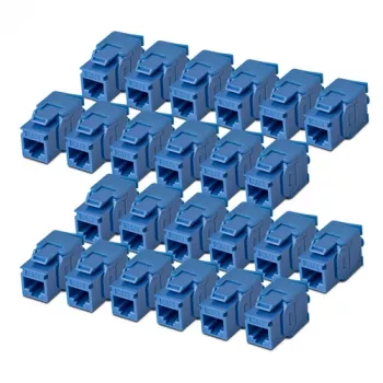 StarTech.com Cat6 Keystone Jack Pack de 24, Acoplador Keystone RJ45 Ethernet, Toma de pared UTP Cat6, 180 grados, sin herramientas, azul