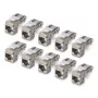 StarTech.com Módulo Keystone Cat6a blindado Pack de 10 RJ45 Ethernet Hembra, STP, 90 grados en ángulo, sin herramientas, Plata, 10GBase-T