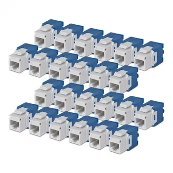 StarTech.com Cat6 Keystone Jack Pack de 24 Acoplador Keystone RJ45 Ethernet sin herramientas 180 grados, UTP, Blanco