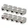 StarTech.com Módulo Keystone Cat6a blindado, Pack de 10 Acoplador RJ45 Ethernet, Toma de pared STP Cat6a, 180 grados, sin herramientas, plano, plata