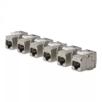 StarTech.com Módulo Keystone Cat8 Pack de 6 Acoplador Keystone RJ45 Ethernet, Toma de pared UTP Cat8, 180 grados, sin herramientas, plano, plata, RJ-45, Hembra, 25/40GBase-T
