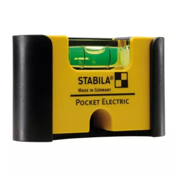 STABILA Type 81 S Pocket Electric nivel de burbuja, 7 cm, amarillo, precisión 1,0 mm/m, con imán y clip para cinturón