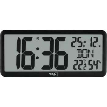 TFA 60.4525.01 despertador digital con radio y clima interior, negro