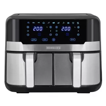 HEINRICH'S HFR 8214 freidora de aire doble 2 x 4,5 L = 9,0 L 1300-2400 W negro-plata