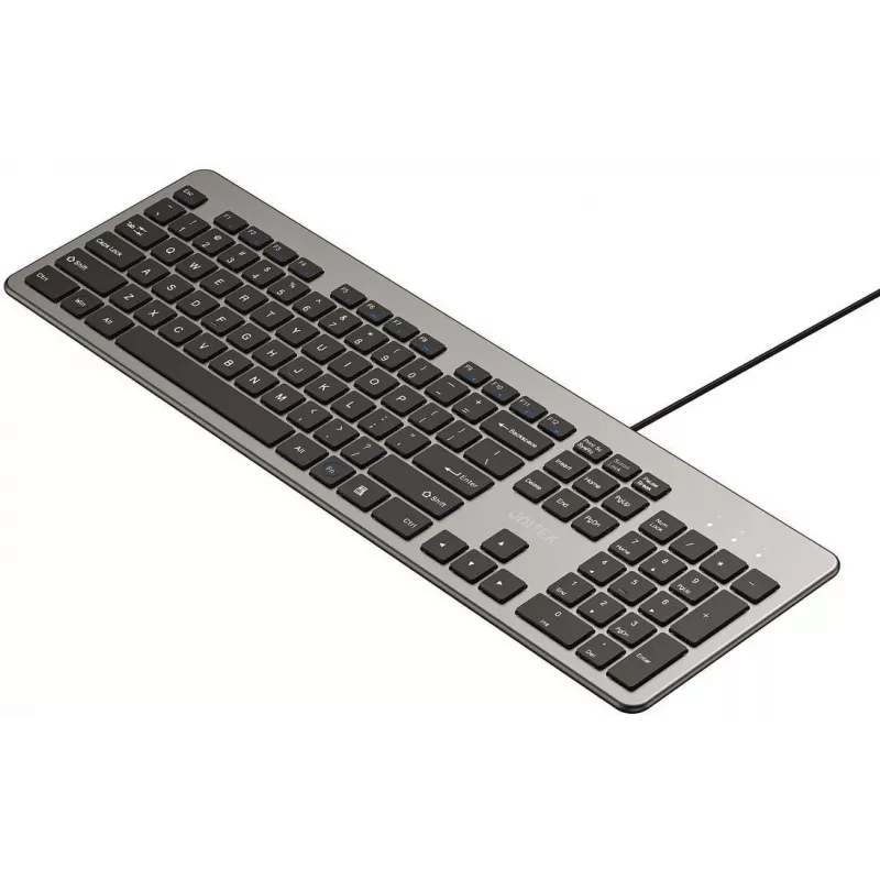 UNITEK SlimTap teclado de oficina con cable, USB-A, gris
