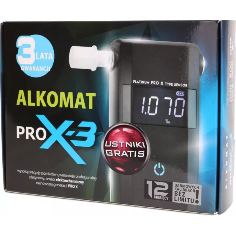AlcoFind PRO-X-3 Alcoholímetro con boquillas, calibración de 12 meses